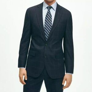 Navy windowpane wool Suit | Brooks Brothers Explorer Collection Regent Fit